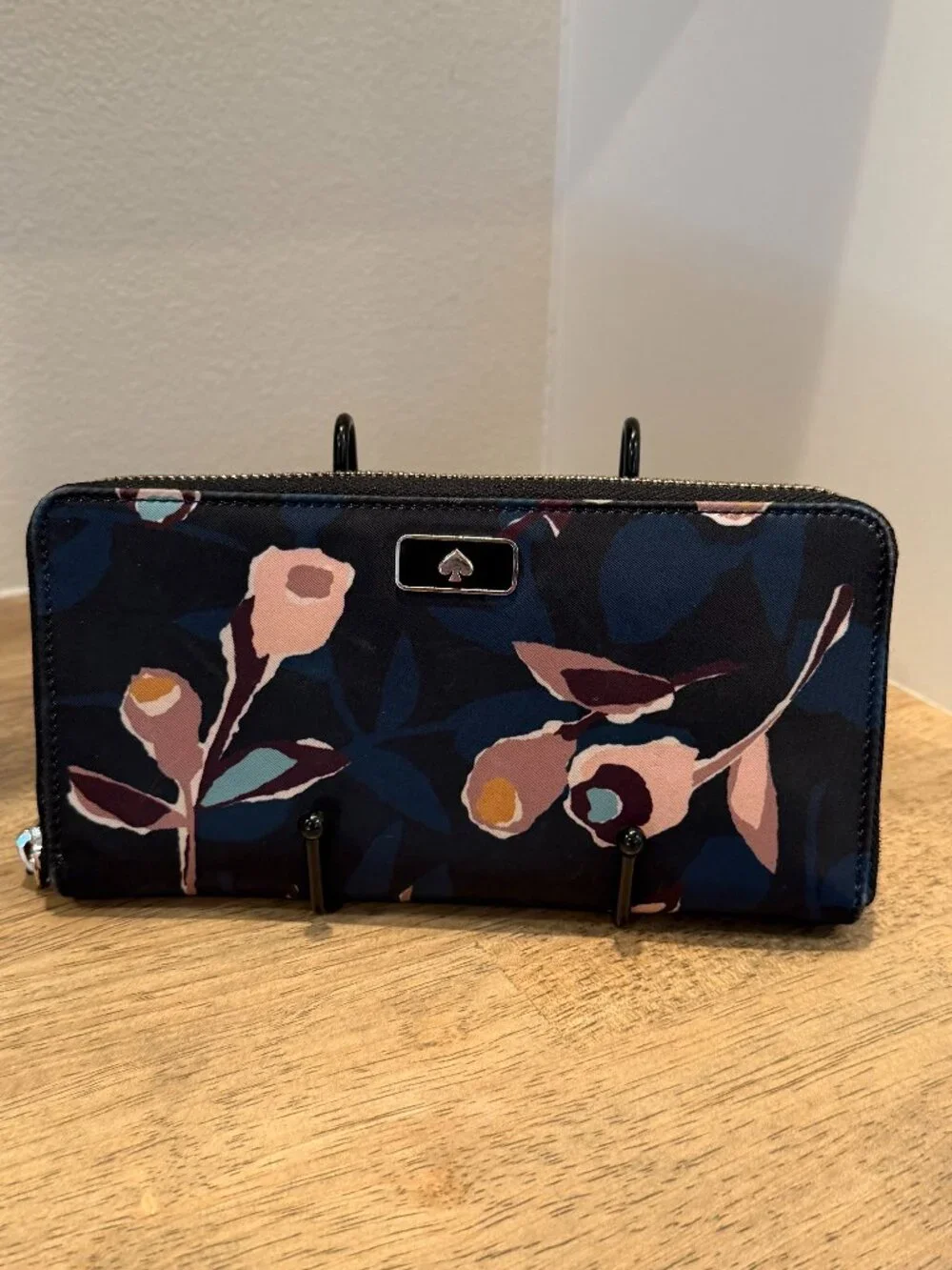 Kate Spade Women's Blue Floral Wallet | 8x4 Long Zip Around